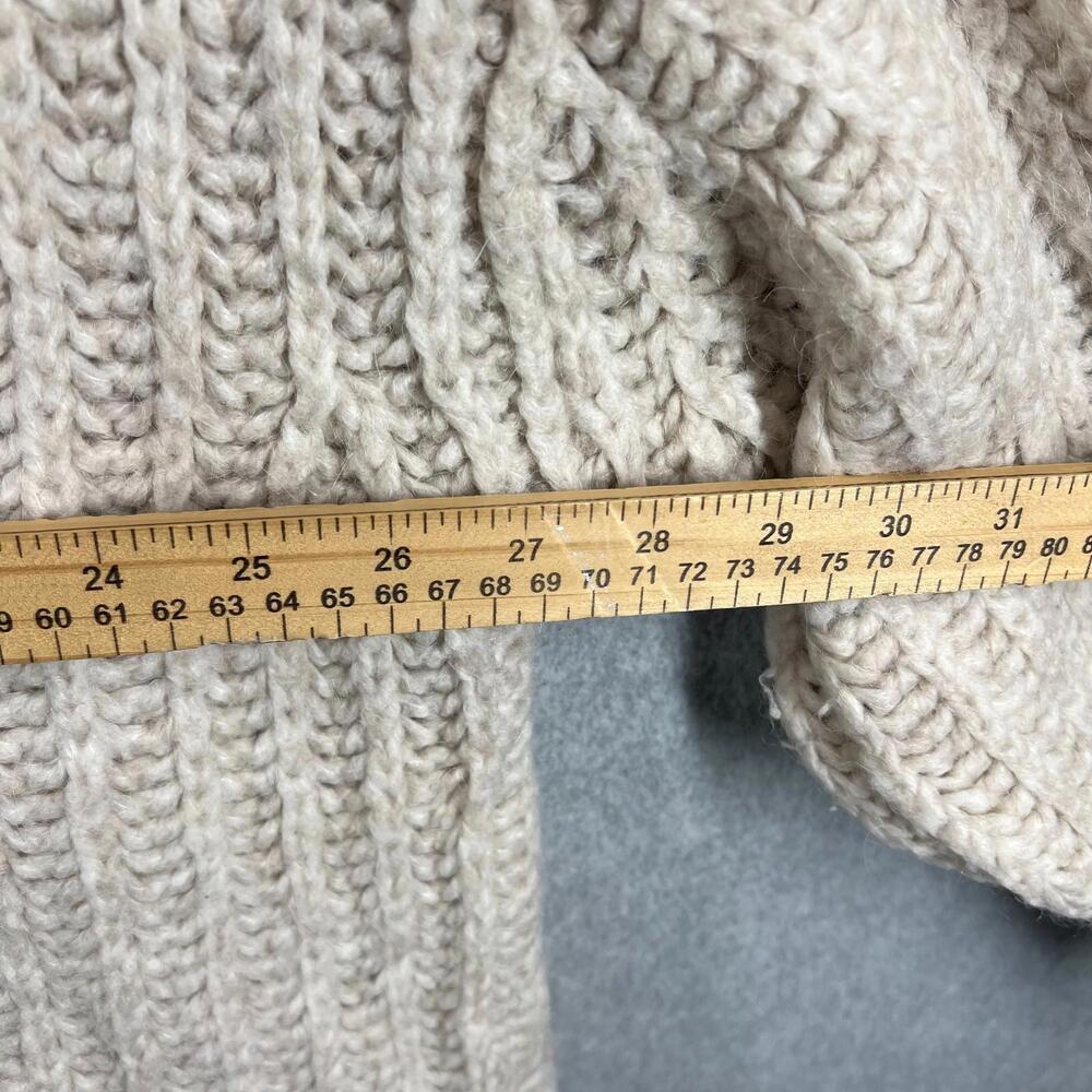 Free People Fluffy Fox knit Sweater Heavy Knit Turtleneck Beige Womens S EUC - Picture 5 of 6